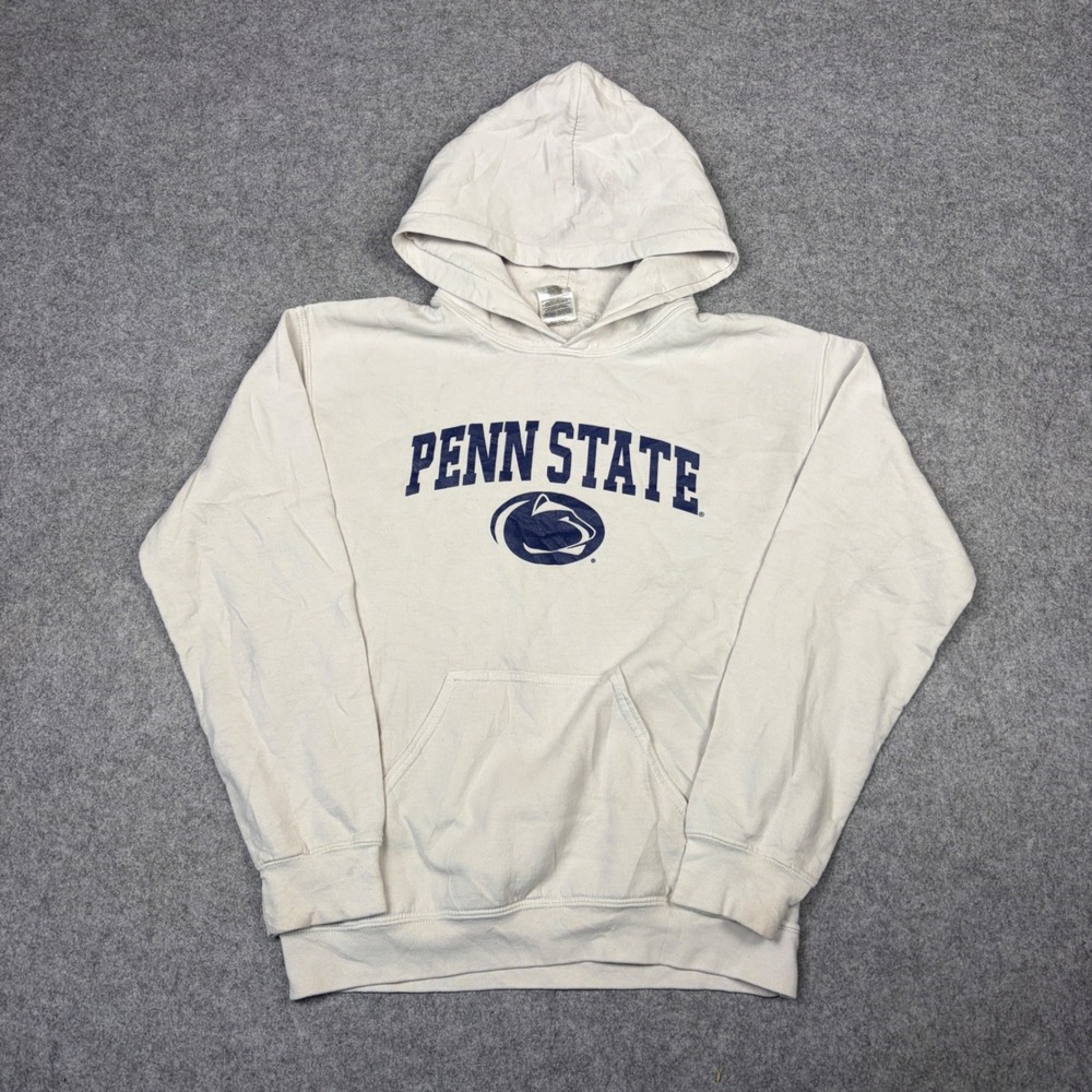 Gildan Penn State Nittany Lions Hoodie Sweatshirt Cream Mens Small S Heavy Blend